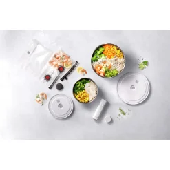 Kit de démarrage sous vide, Acier inoxydable / M/L, 9-pcs, Blanc argenté
