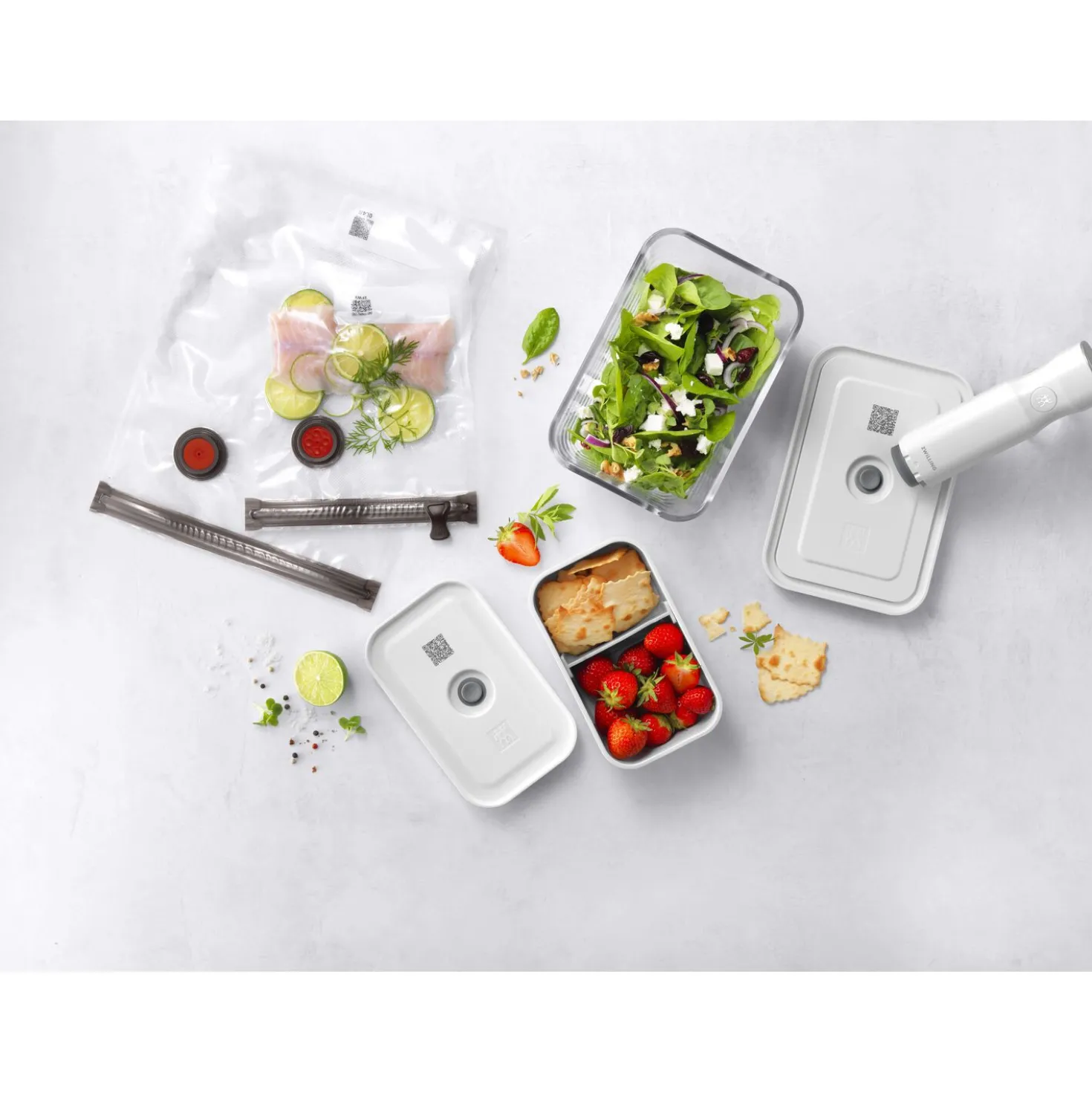 Kit de démarrage sous vide, Mélange / Verre L/lunch box M, 7-pcs, Blanc