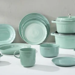 Lot de assiettes plates, 6-pcs. /22cm, sauge, Céramique