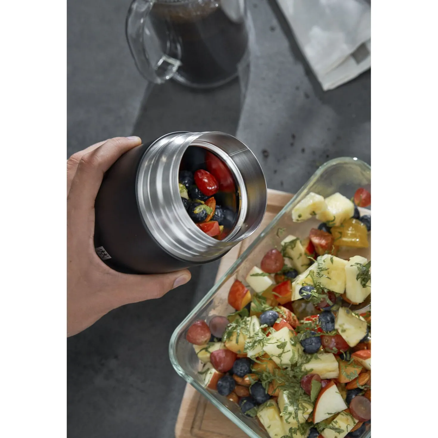 Lunch box isotherme, 700 ml, Acier inoxydable, Noir mat
