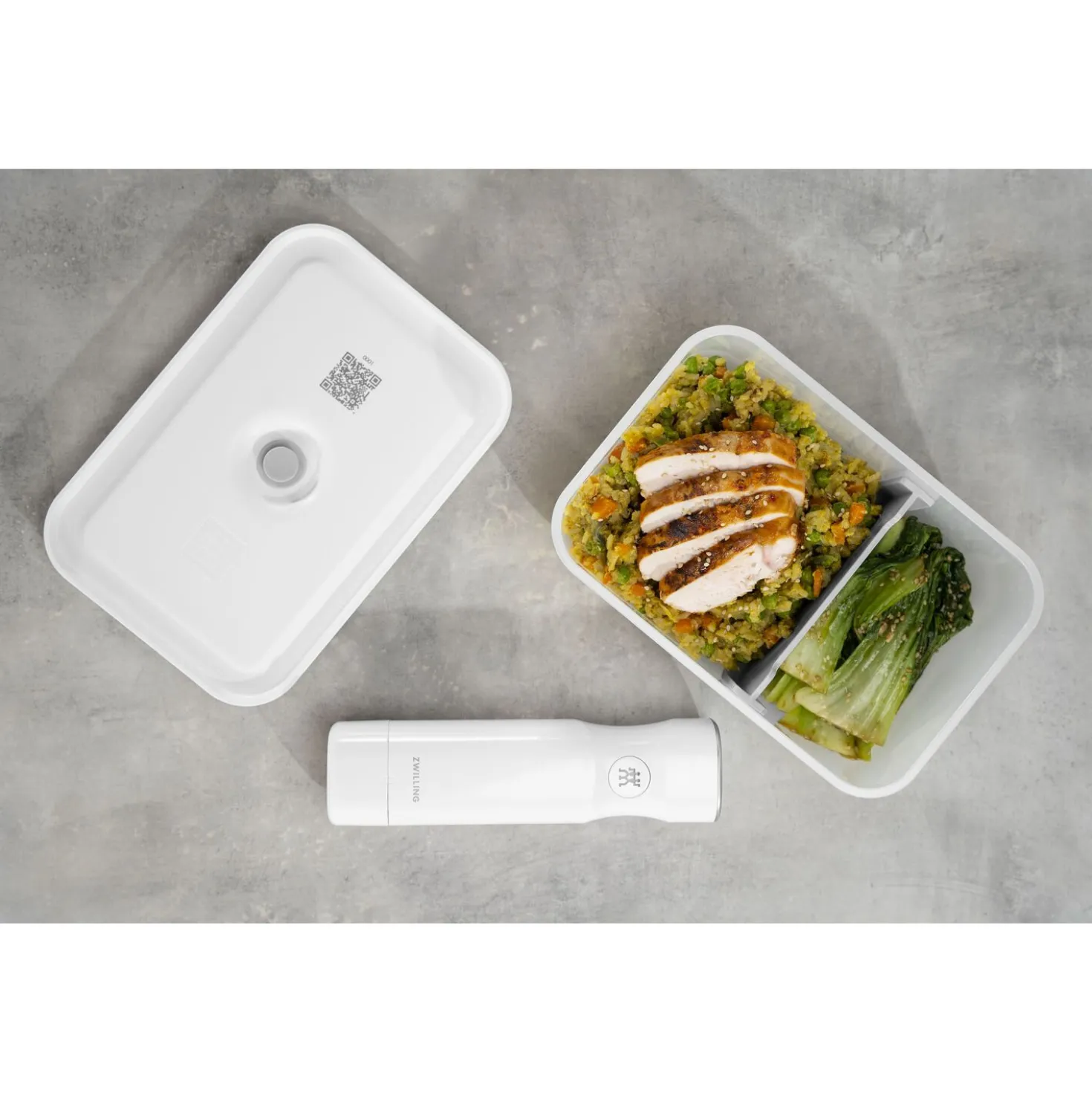Lunch box L, Plastique, semi transparent-Gris