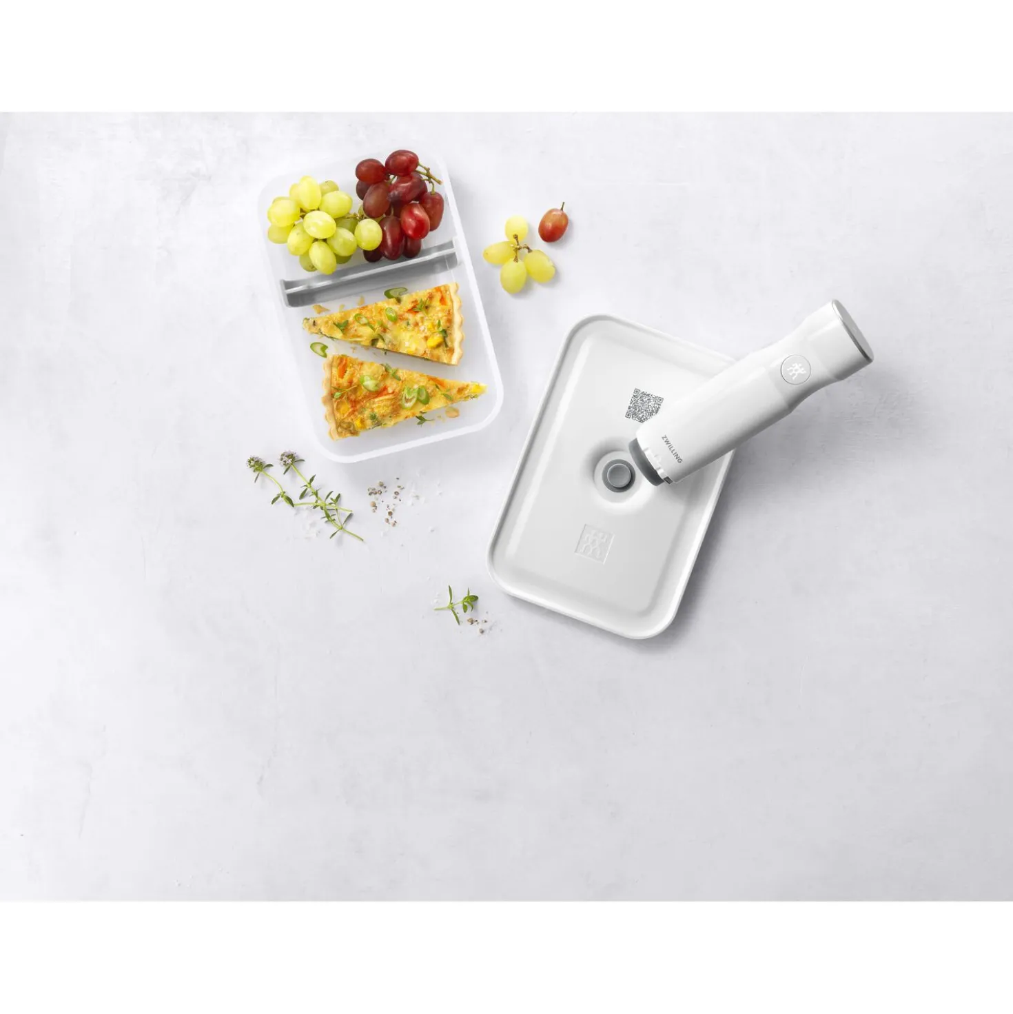 Lunch box L plate, Plastique, semi transparent-Gris