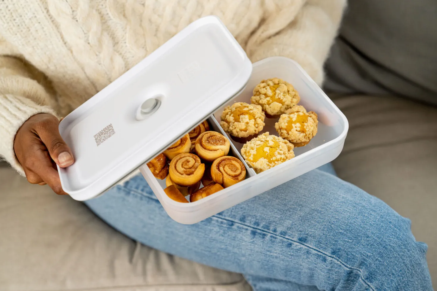 Lunch box L plate, Plastique, semi transparent-Gris