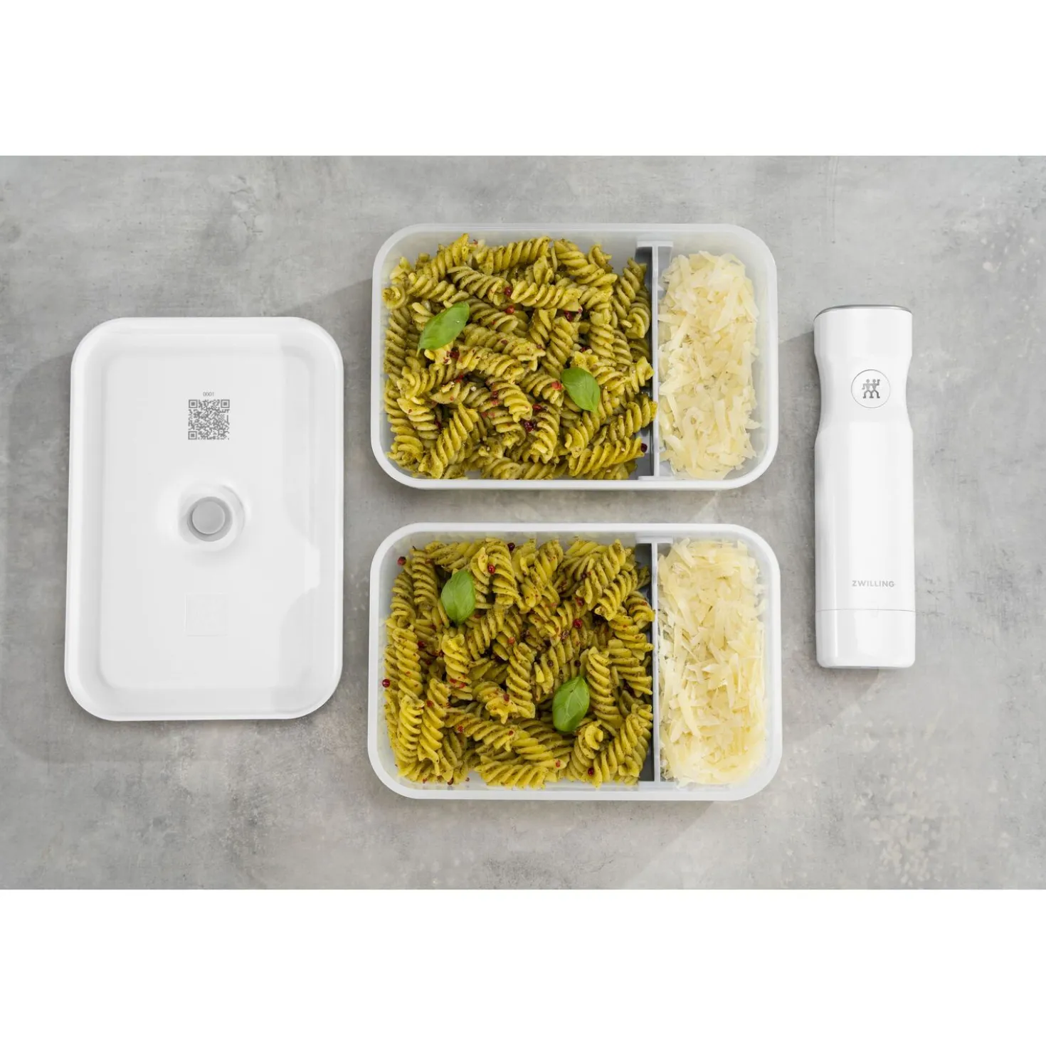 Lunch box L plate, Plastique, semi transparent-Gris