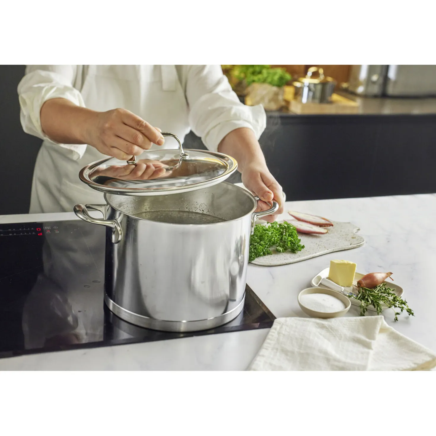 Marmite avec couvercle 24 cm, Inox 18/10