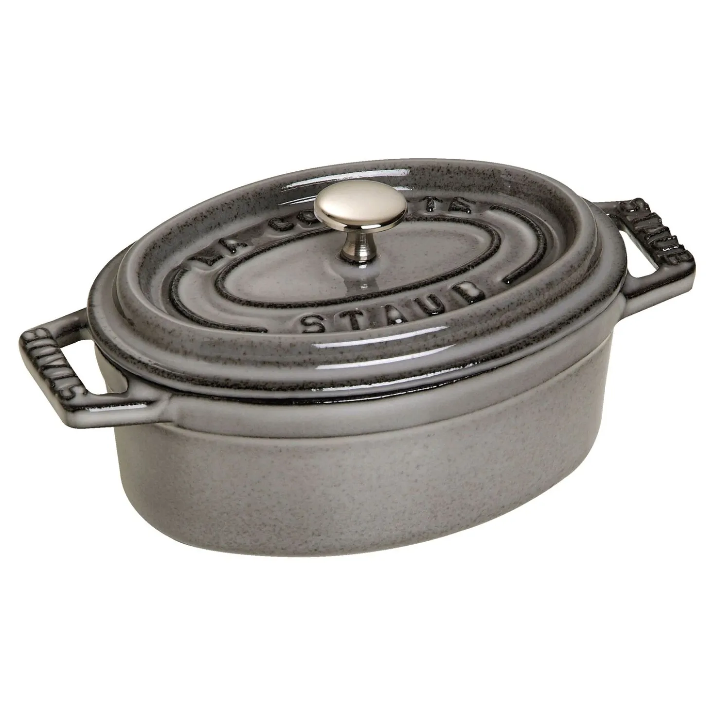 Mini Cocotte 11 cm, Ovale, Gris graphite, Fonte