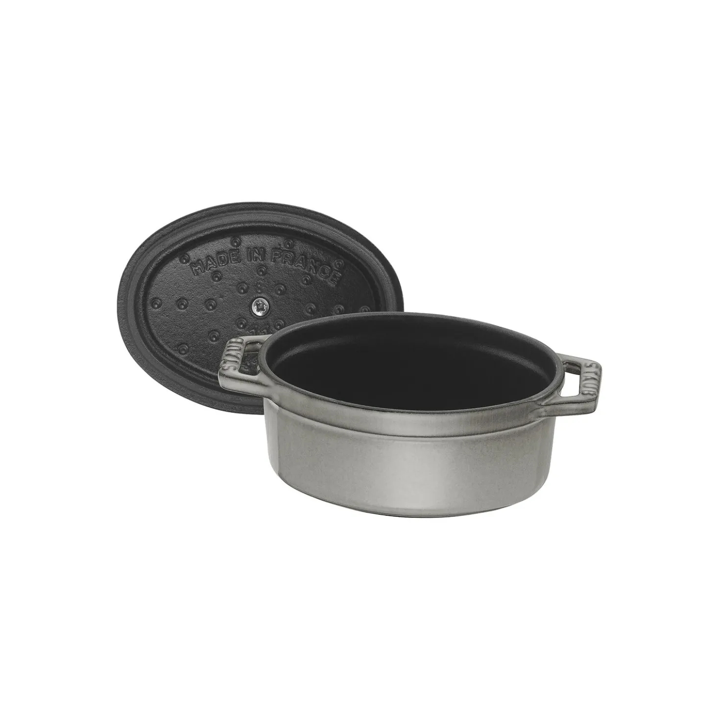 Mini Cocotte 11 cm, Ovale, Gris graphite, Fonte