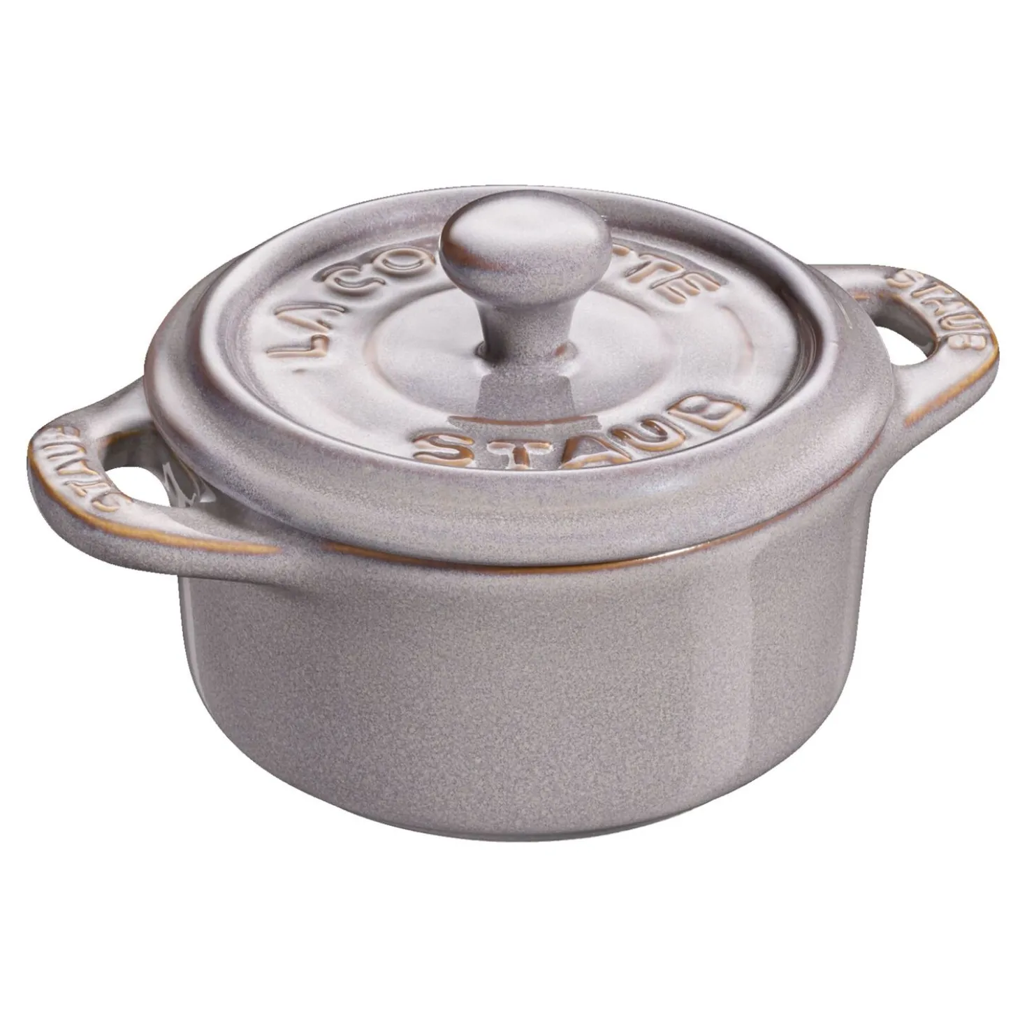 Mini Cocotte 10 cm, Rond(e), Gris antique, Céramique