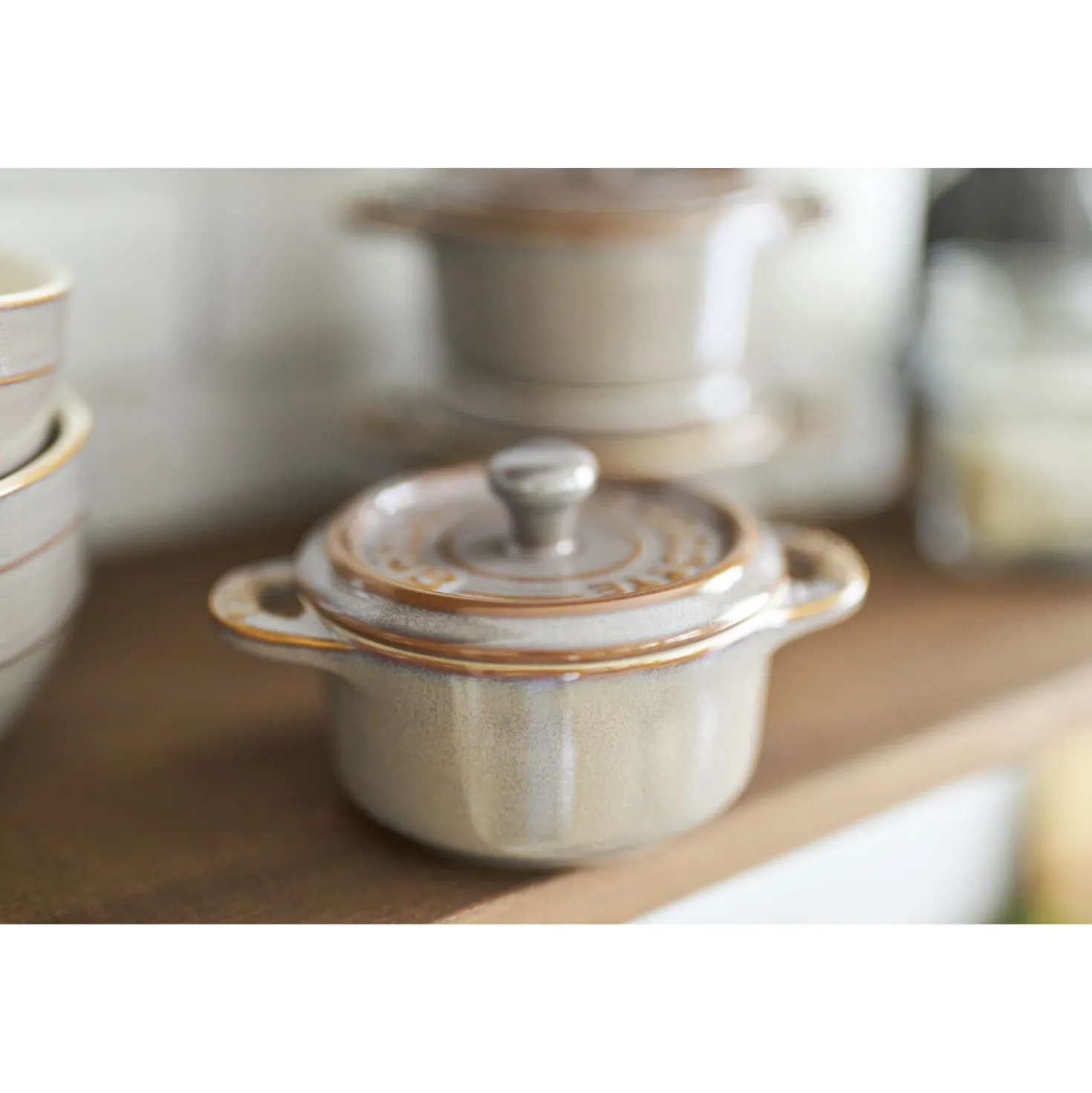 Mini Cocotte 10 cm, Rond(e), Gris antique, Céramique