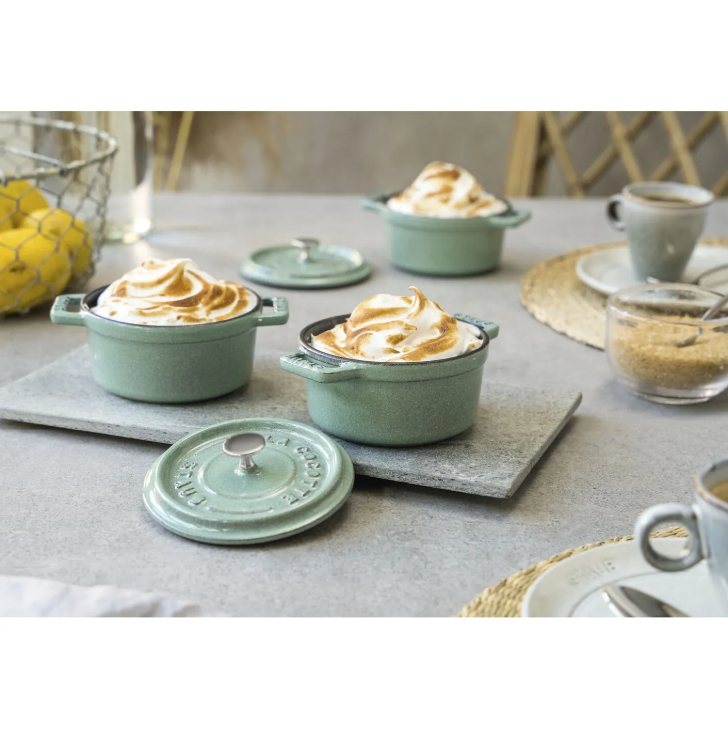Mini Cocotte 10 cm, Rond(e), Sauge, Fonte