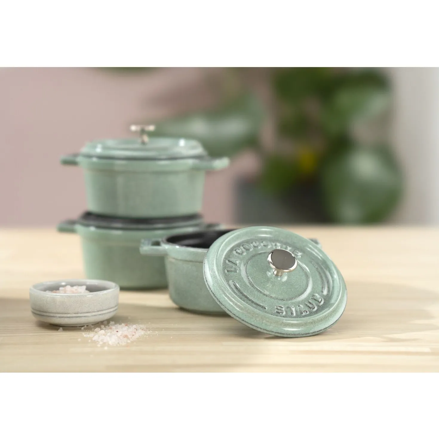Mini Cocotte 10 cm, Rond(e), Sauge, Fonte