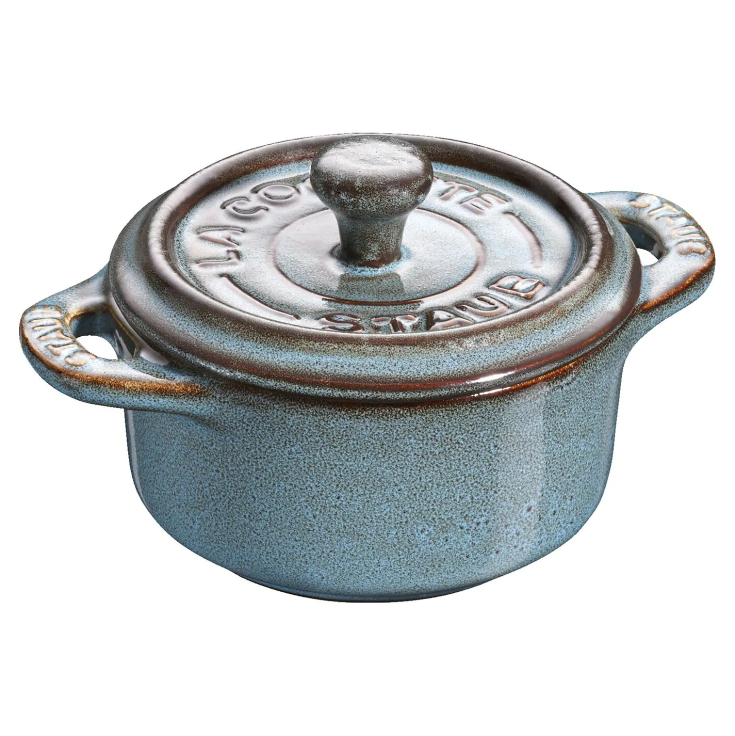 Mini Cocotte 10 cm, Rond(e), Turquoise antique, Céramique