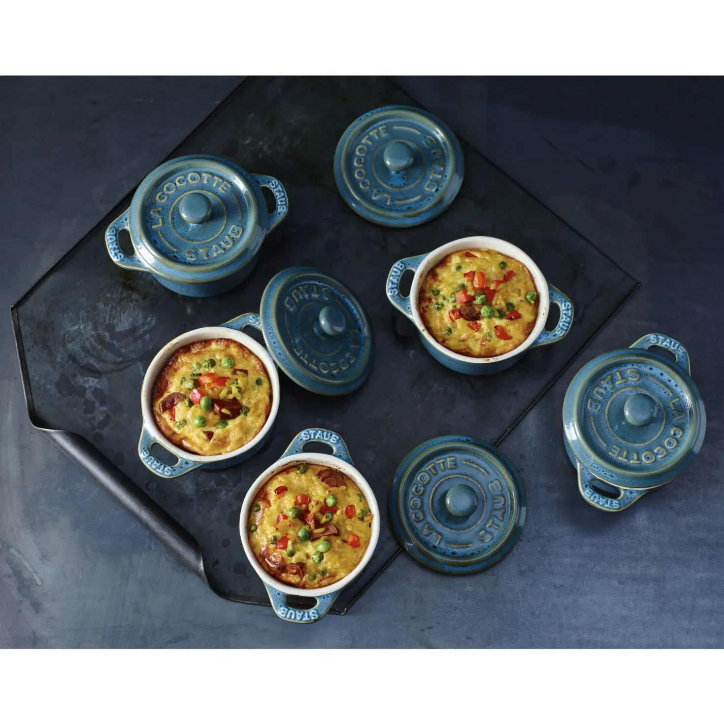 Mini Cocotte 10 cm, Rond(e), Turquoise antique, Céramique