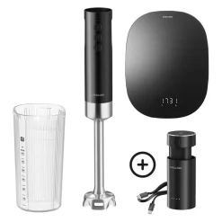 Mixeur plongeant sans fil avec balance digitale, 4-pcs, noir