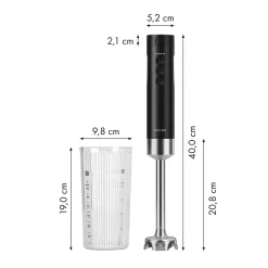 Mixeur plongeant sans fil avec balance digitale, 4-pcs, noir