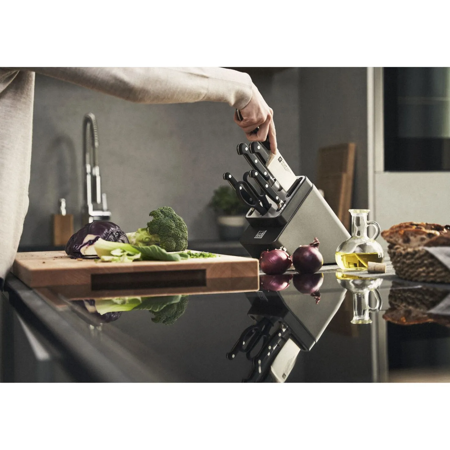 7-pcs, Bloc de couteaux, Anthracite