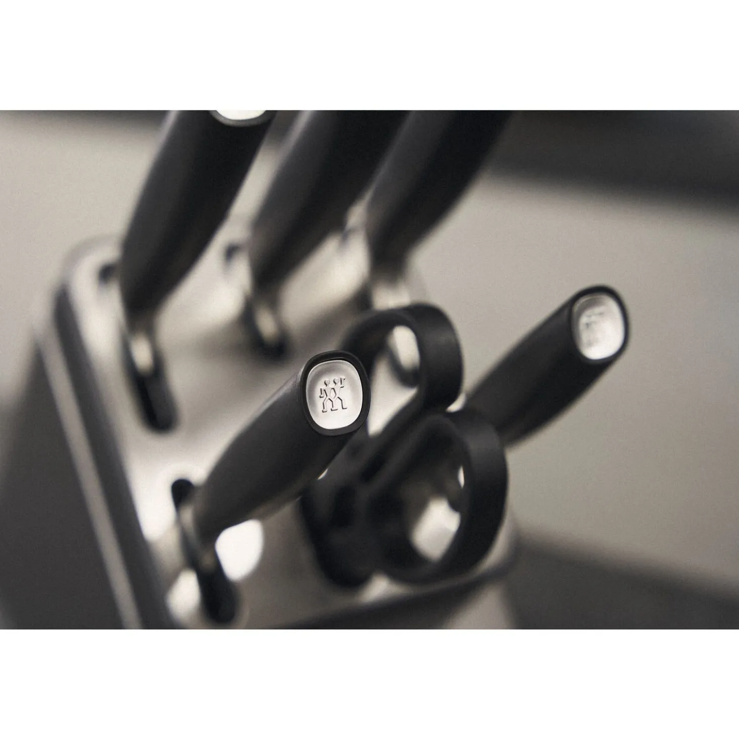 7-pcs, Bloc de couteaux, Argent, Anthracite