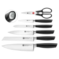 7-pcs, Bloc de couteaux, Argent, Anthracite