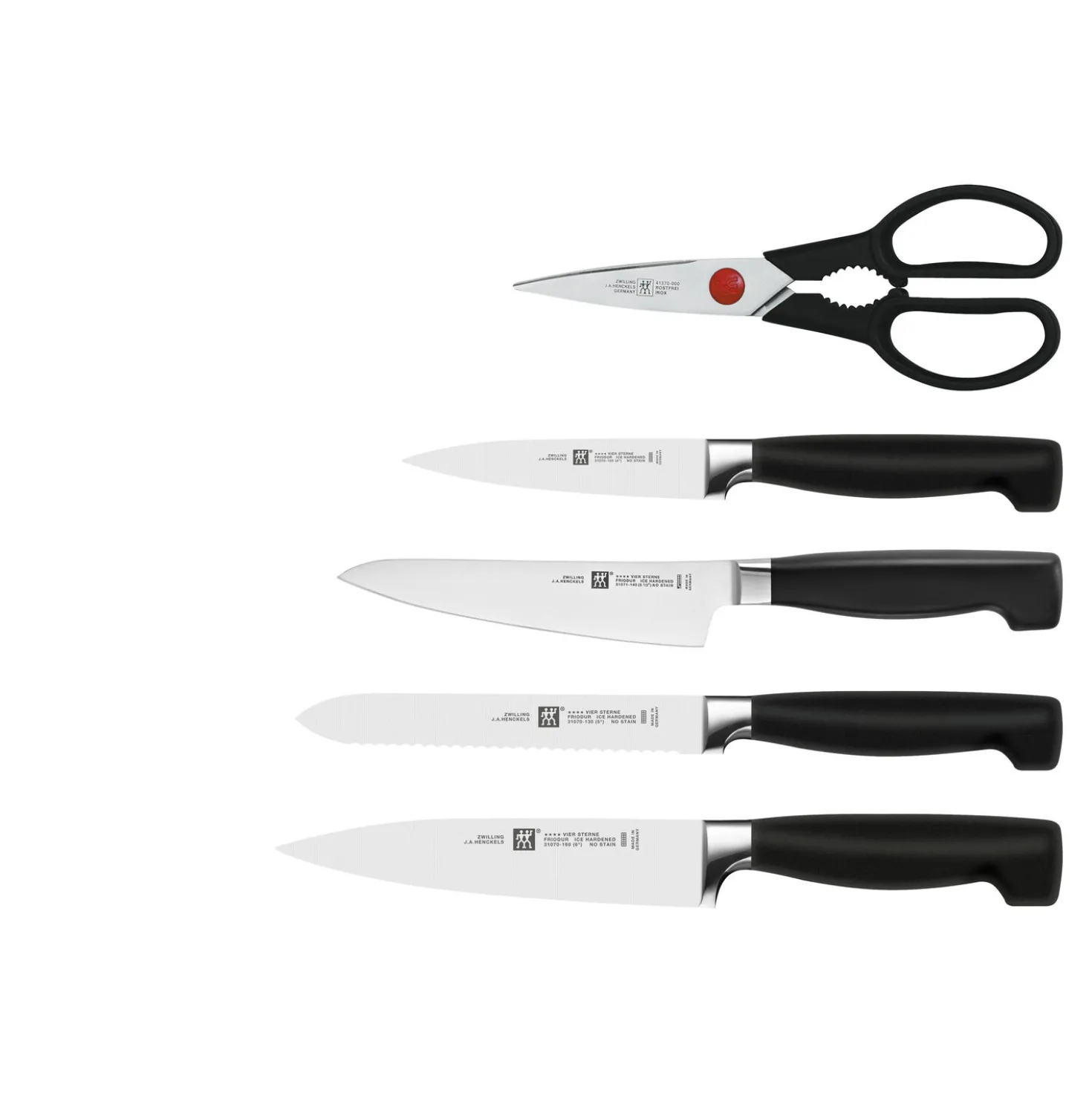 6-pcs, Bloc de couteaux, Blanc