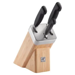 4-pcs, Bloc de couteaux, Brun
