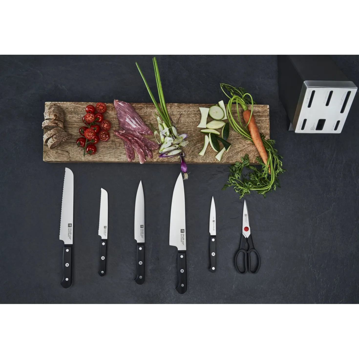 7-pcs, Bloc de couteaux, Gris