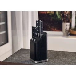 6-pcs, Bloc de couteaux, Noir mat