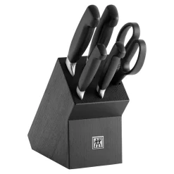 6-pcs, Bloc de couteaux, Noir mat
