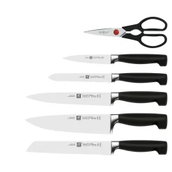 7-pcs, Bloc de couteaux, Noir mat