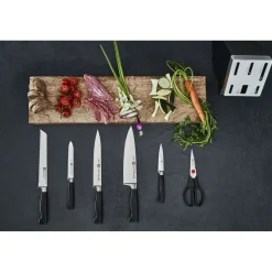 7-pcs, Bloc de couteaux, Noir mat