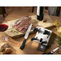 7-pcs, Bloc de couteaux, Noir mat