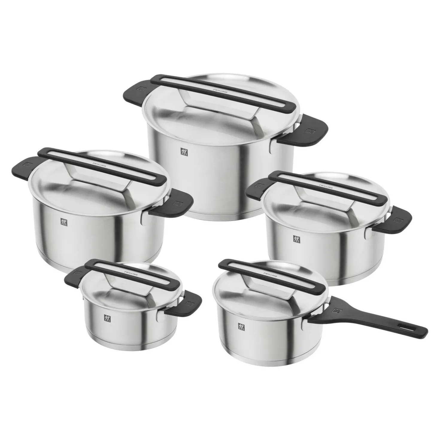 5-pcs, Set de casseroles, Argent