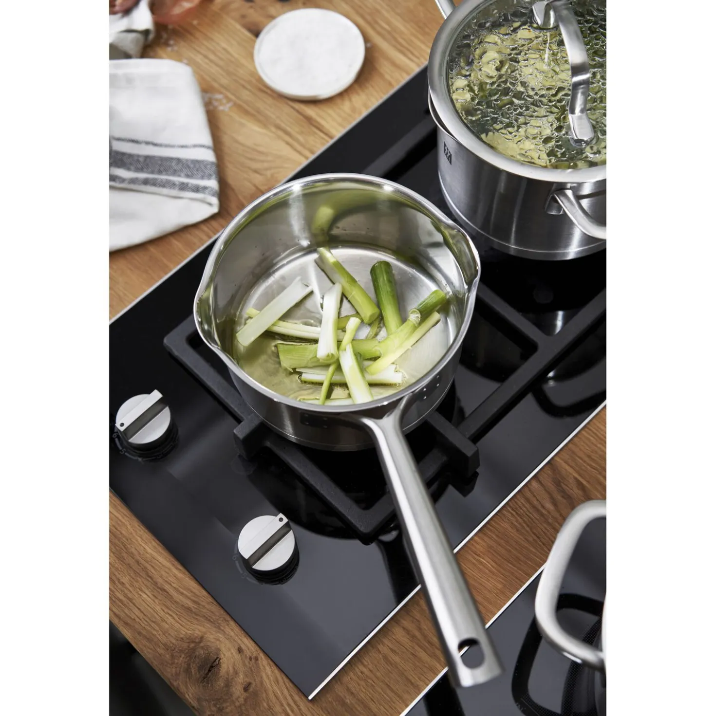 3-pcs, Set de casseroles, Argent