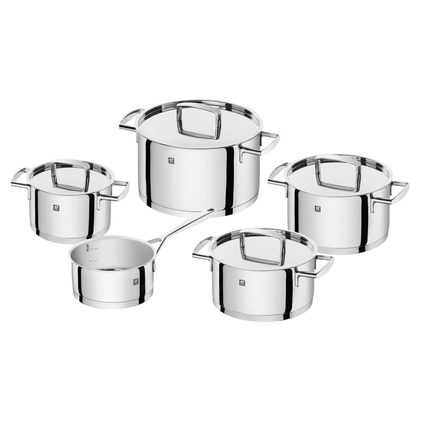 5-pcs, Set de casseroles, Argent