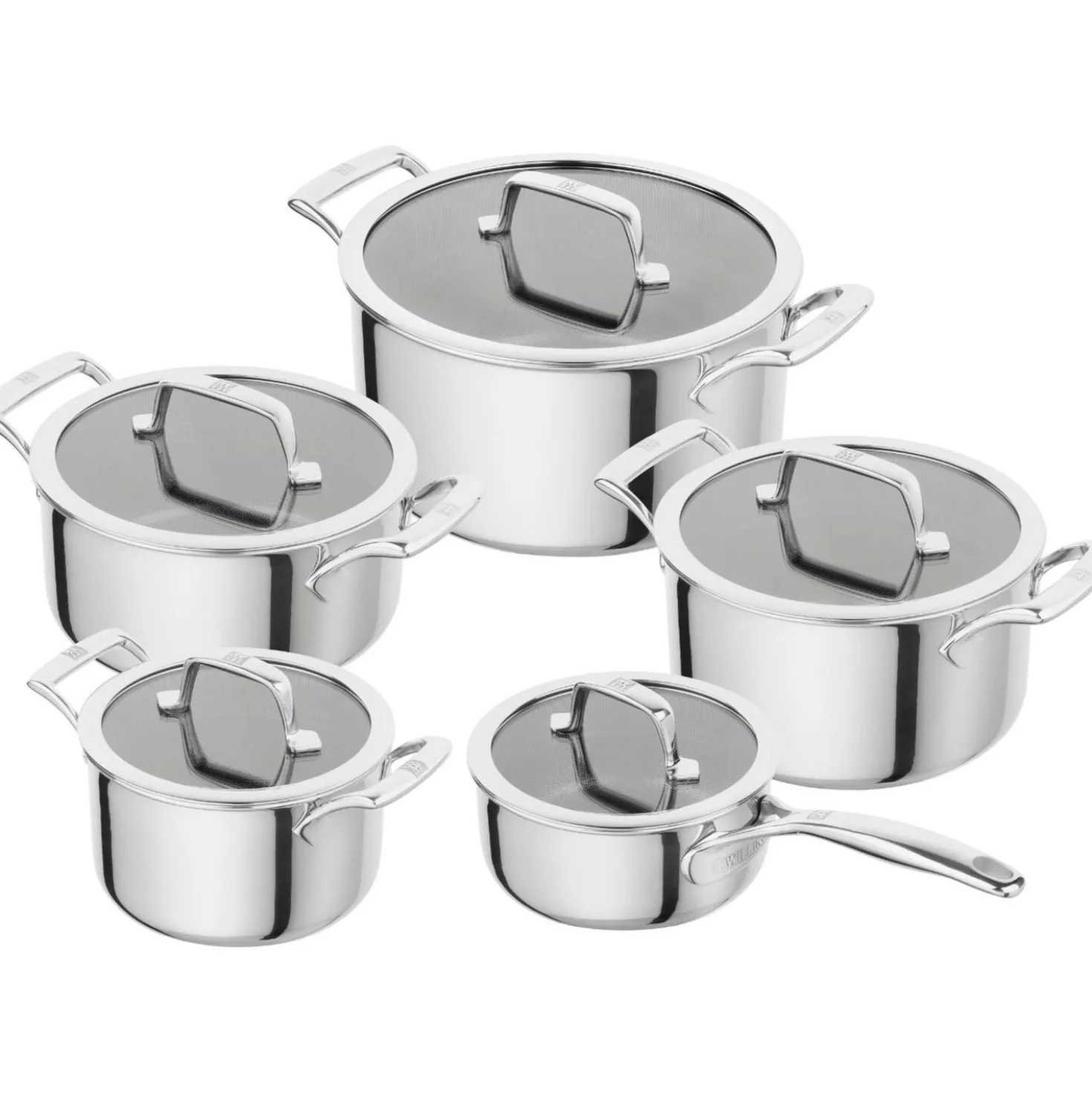 5-pcs, Set de casseroles, Argent