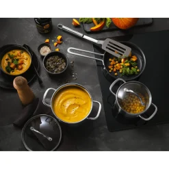 4-pcs, Set de casseroles et poêles, Argent