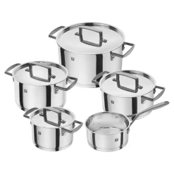 5-pcs, Set de casseroles, Noir mat