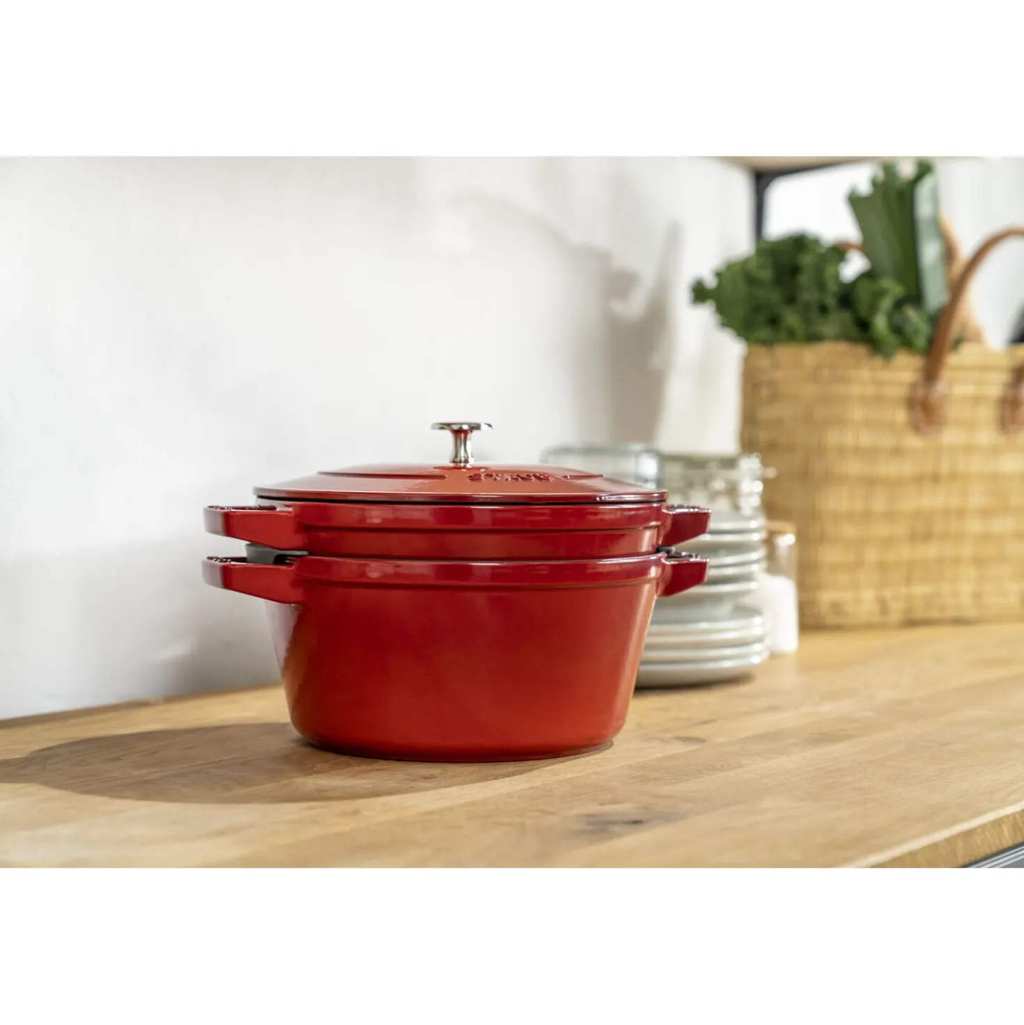 2-pcs, Set empilable, Cerise