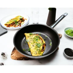 Poêle 24 cm, Inox 18/10, Noir argenté
