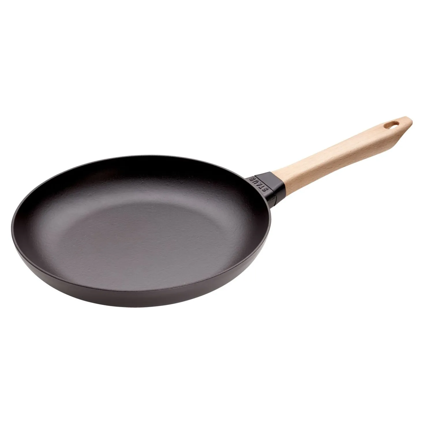 Poêle avec poignée en bois 28 cm, Fonte, Noir mat