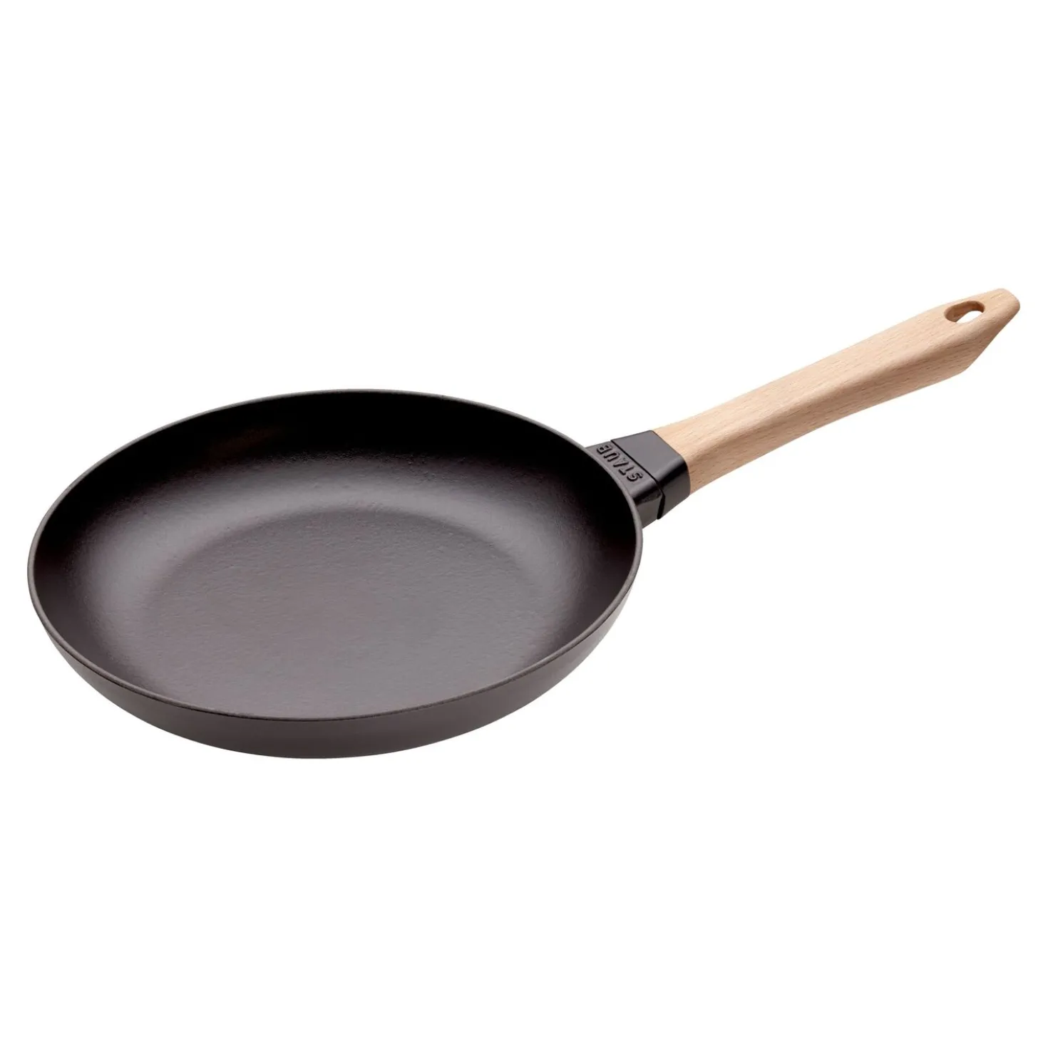 Poêle avec poignée en bois 26 cm, Fonte, Noir mat