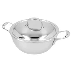 Poêle de service avec couvercle à double paroi 24 cm, Inox 18/10