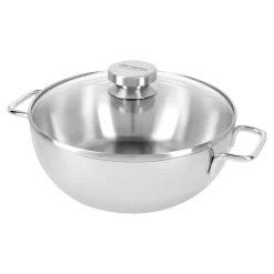 Poêle de service avec couvercle en verre 24 cm, Inox 18/10