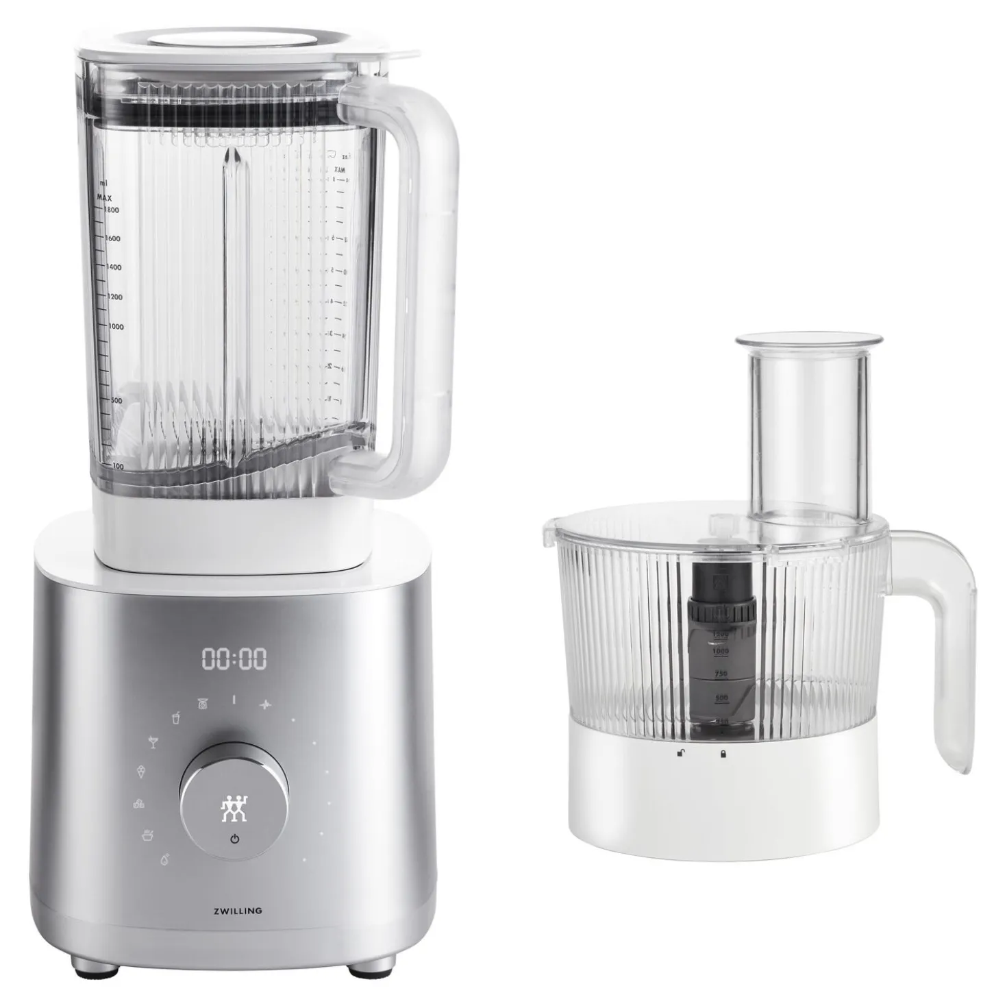 Power Blender Pro avec bol pour robot multifonction, 2-pcs. /1.8/1.2 l, argent, Plastique