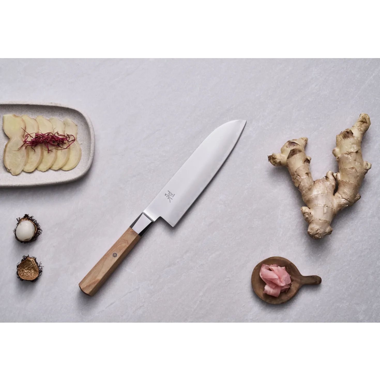 Santoku 18 cm, Beige, Tranchant lisse