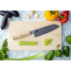 Santoku 18 cm, Brun, Tranchant lisse