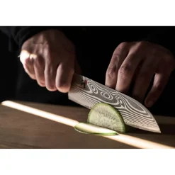 Santoku 18 cm, Noir brun, Tranchant lisse