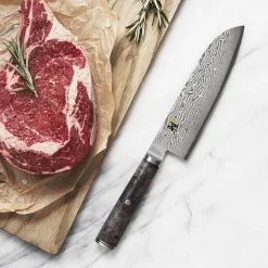 Santoku 18 cm, Noir brun, Tranchant lisse