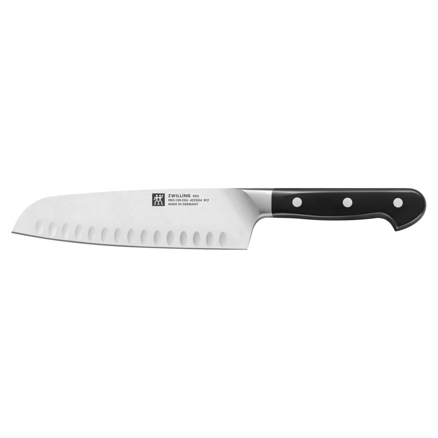 Santoku 18 cm, Tranchant alvéolé