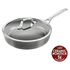 Sauteuse avec couvercle, 28 cm, Aluminium, Revêtement antiadhésif en céramique renforcée en titane
