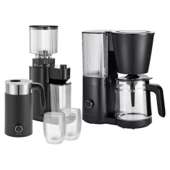 Set autour du café, 5-pcs. /200/400 ml/ 1.5 l, noir mat, Verre / Plastique